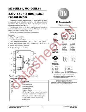 MC100EL11DR2 datasheet  